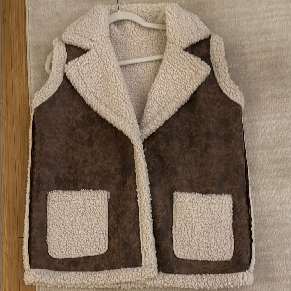 Brown and Cream Sherpa Vest